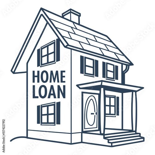 House with Home Loan text mortgage real estate