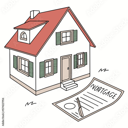 House mortgage document with pen contract