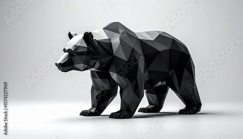 Geometric Black And Gray Bear Illustration