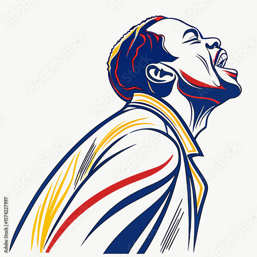 Man shouting with expressive lines and bold colors vector