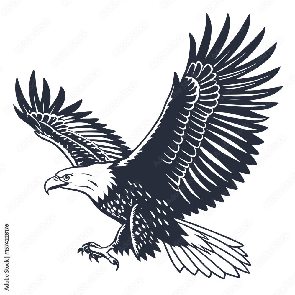 Fototapeta premium Majestic eagle soaring with spread wings bird flying