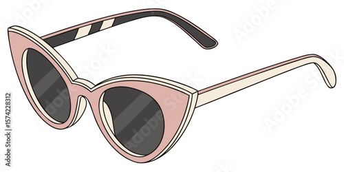Black fashion sunglasses with dark lenses, isolated on a white background, provide stylish eye protection for summer