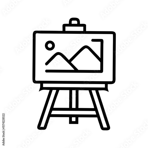 Wooden art easel with canvas and drawing artist painting