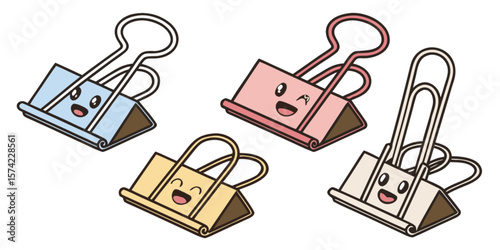 Close-up of a black metal binder clip and a set of keys, common office and business supplies