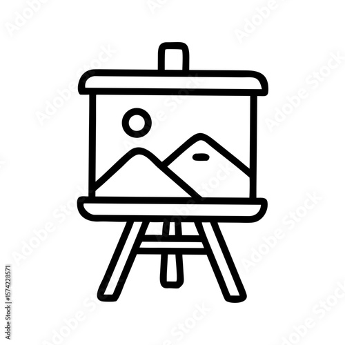 Wooden art easel with canvas and drawing artist studio