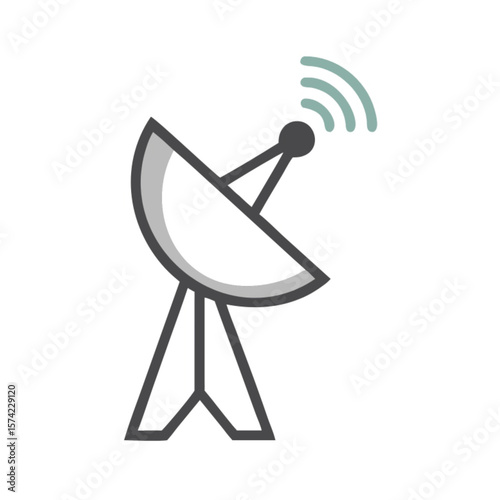 Wireless satellite dish and radio antenna equipment for communication and broadcasting on an isolated white background