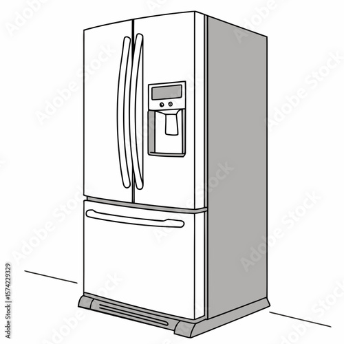 White refrigerator with water dispenser and freezer drawer