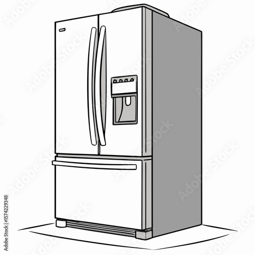 White refrigerator with ice dispenser appliance kitchen