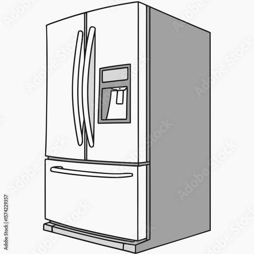 White refrigerator with water dispenser and freezer drawer