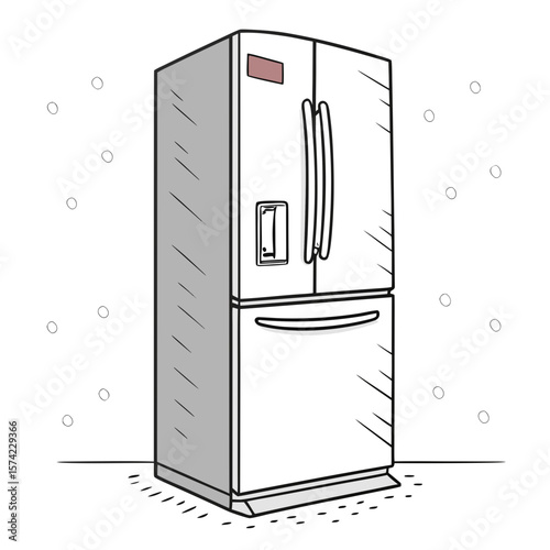 White refrigerator with dispenser and handles appliance