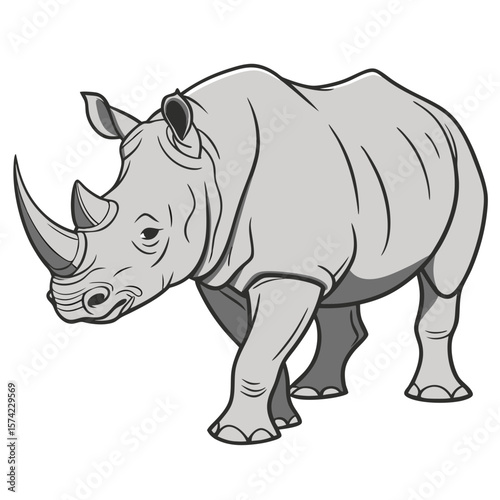 Gray rhinoceros walking forward animal mammal