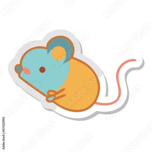 Cute cartoon baby mouse with cheese, a fun animal illustration for children
