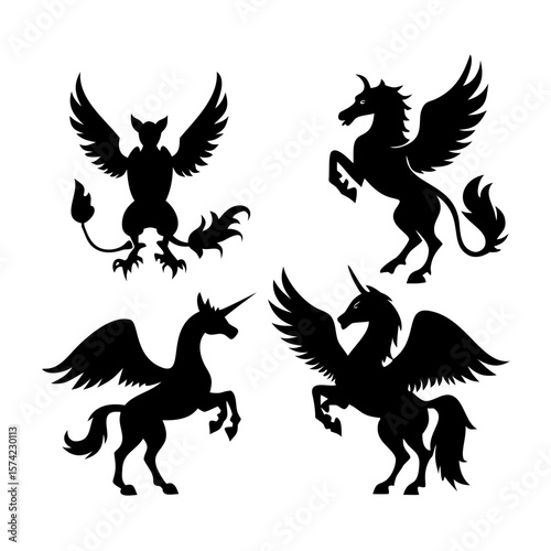 Majestic unicorn prancing with flowing mane horse fantasy
