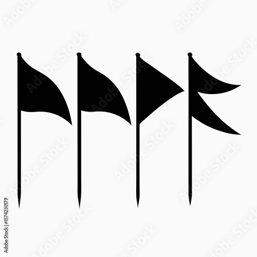 Black flag silhouettes waving in different styles vector