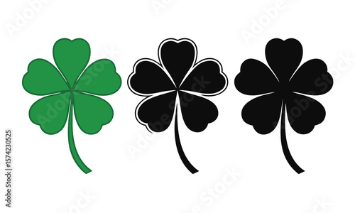 Lucky Charms: A trio of elegant four-leaf clovers, embodying hope and prosperity, each with its own unique style and charm. This design is perfect to bring good fortune.