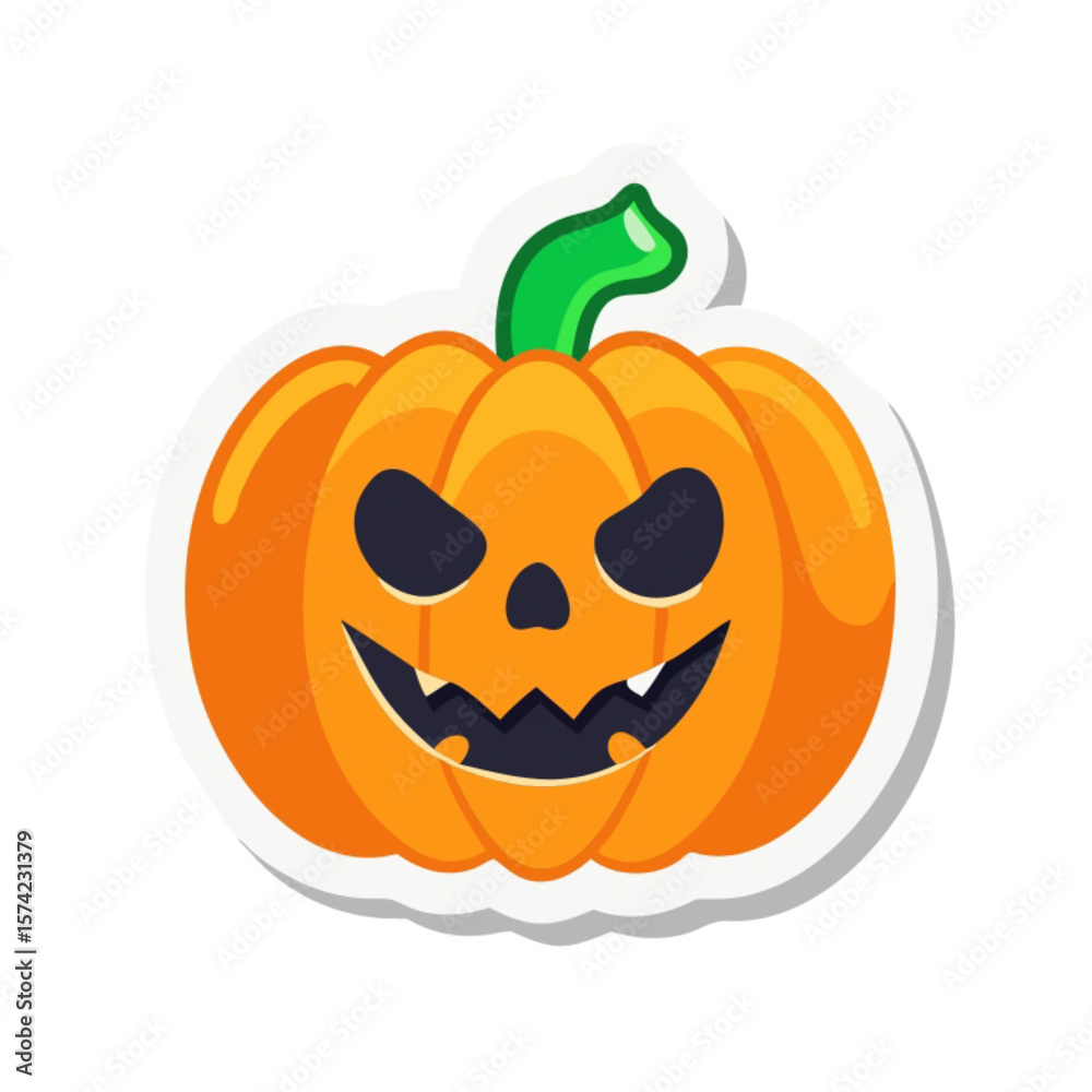 Fototapeta premium Jack-o'-lantern: a scary pumpkin with a carved face, glowing orange for an autumn celebration