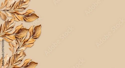 A gentle spread of dried leaves on a pastel brown background, capturing the essence of time, nature, and stillness.