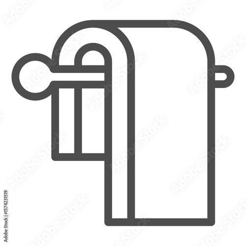 Hanger with clean towel line icon, spa massage concept. Vector graphics. Towel hanger in bathroom, bath time sign on white background, outline style icon for mobile or web design.