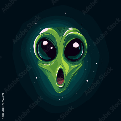 Funny Alien Face, Vector Logo, Illustration