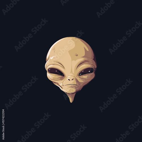 Funny Alien Face, Vector Logo, Illustration