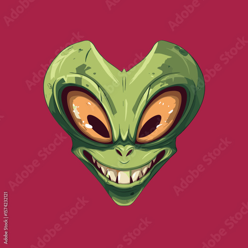 Funny Alien Face, Vector Logo, Illustration