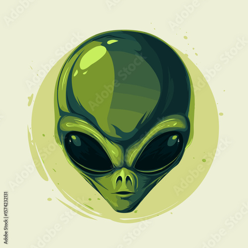 Funny Alien Face, Vector Logo, Illustration