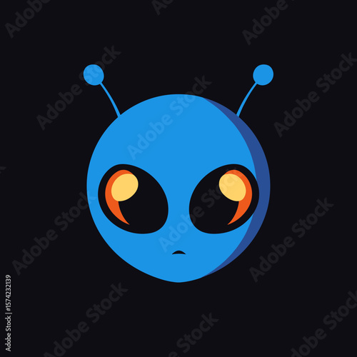Funny Alien Face, Vector Logo, Illustration