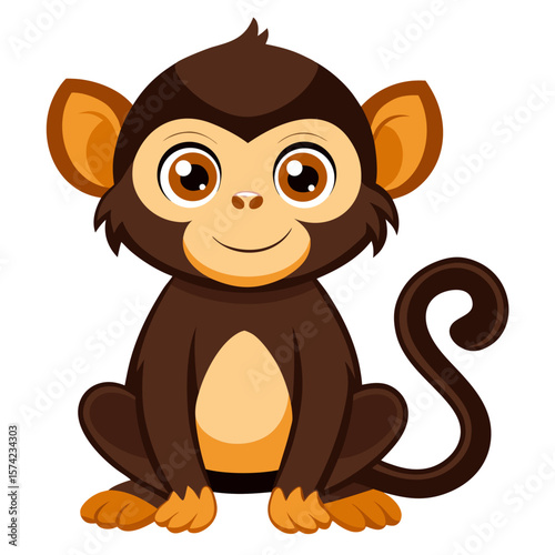 Cute cartoon monkey sitting animal