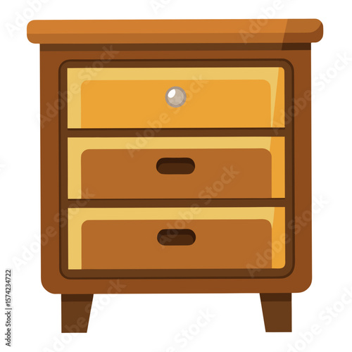 Wooden nightstand with three drawers furniture brown
