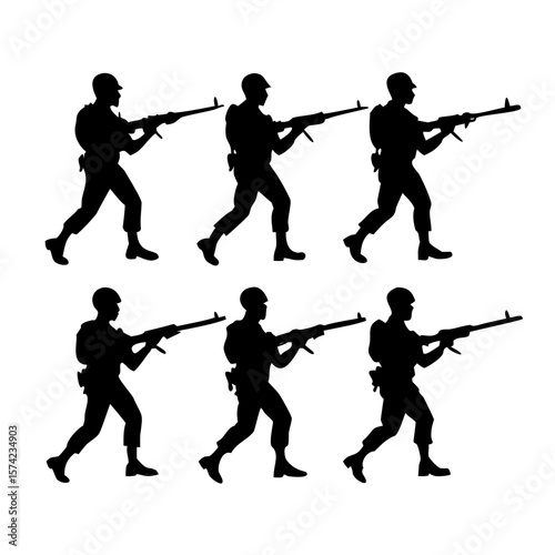 Marching Soldiers in Formation military parade