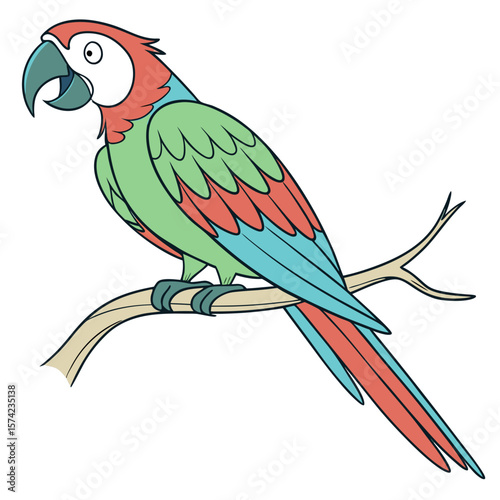 Colorful parrot perched on a branch macaw bird