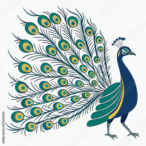 Majestic peacock displaying vibrant plumage bird animal