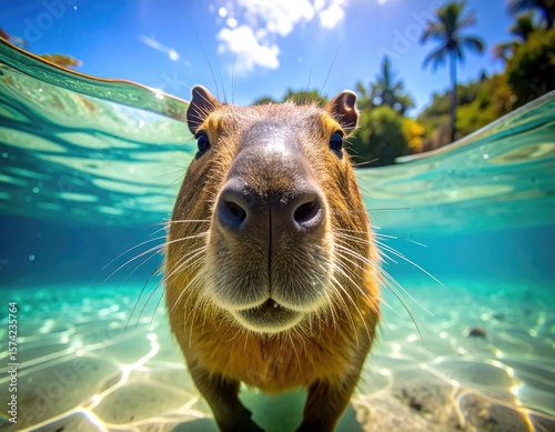 Capybara underwater close-up (2)