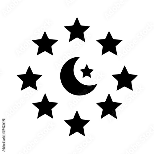 Celestial bodies crescent moon and star combinations