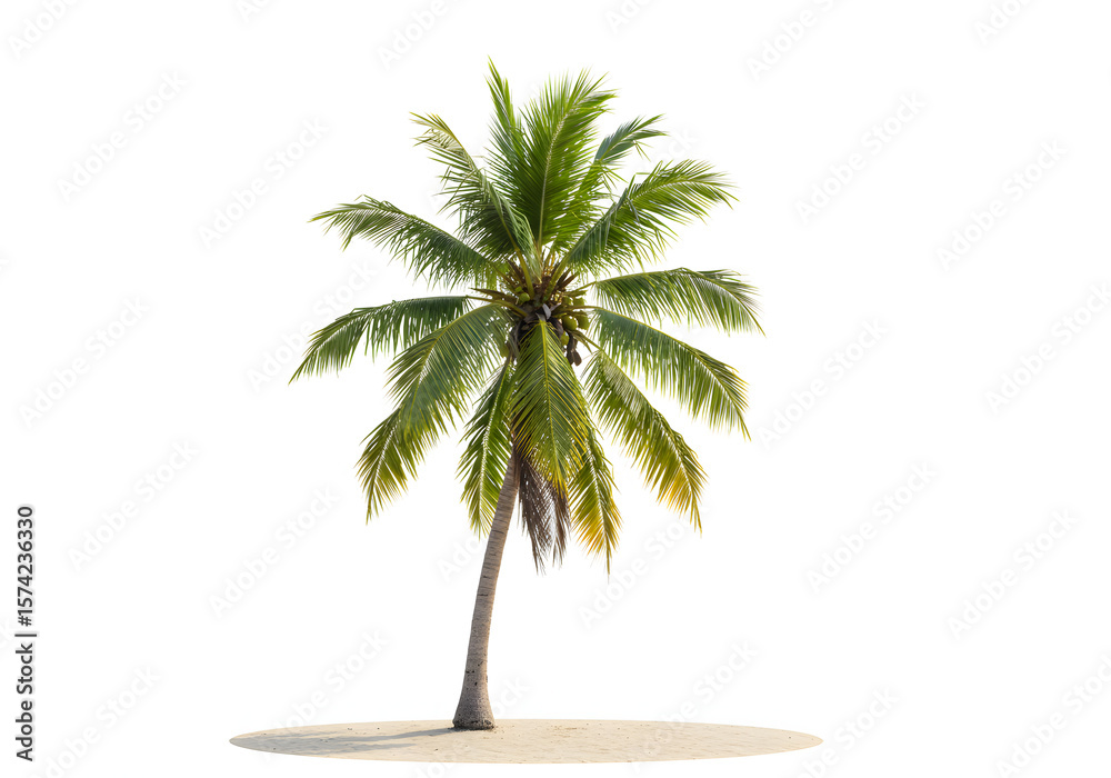 Obraz premium Single Palm Tree on White Background