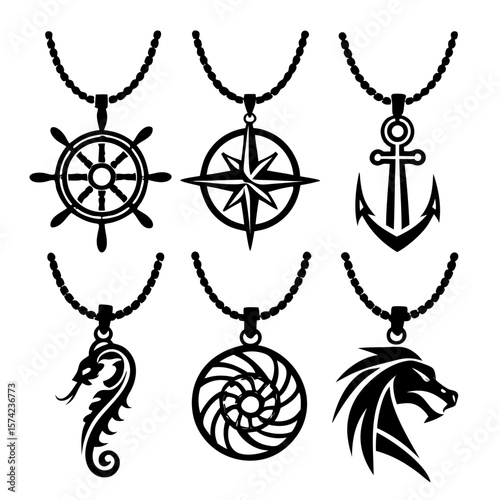 Tribal necklaces with nautical and animal pendants