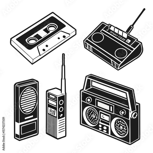 Retro audio devices collection technology cassette