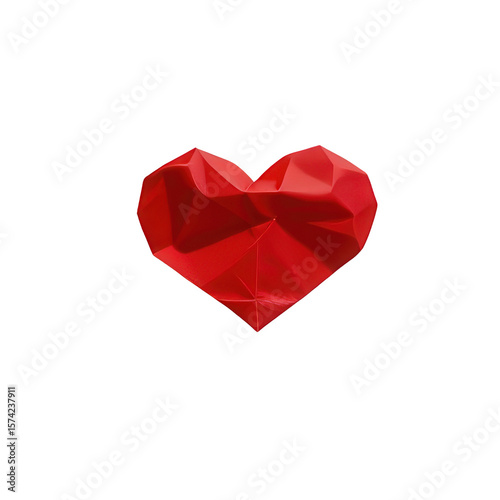 Wallpaper Mural Colorful Red Origami Heart Sculpture Isolated on Transparent Background for Creative Projects Torontodigital.ca