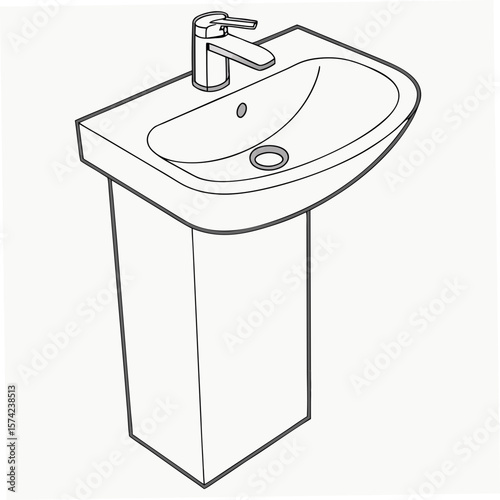 Modern pedestal washbasin with chrome faucet sink pedestal sink