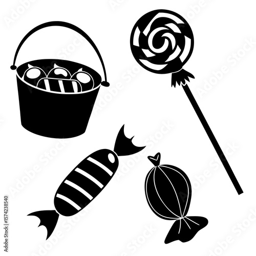 Halloween candy bucket lollipop wrapped sweets treats