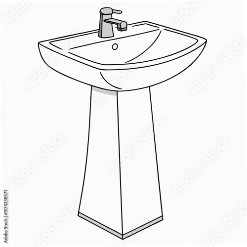 White Pedestal Washbasin with Chrome Faucet sink