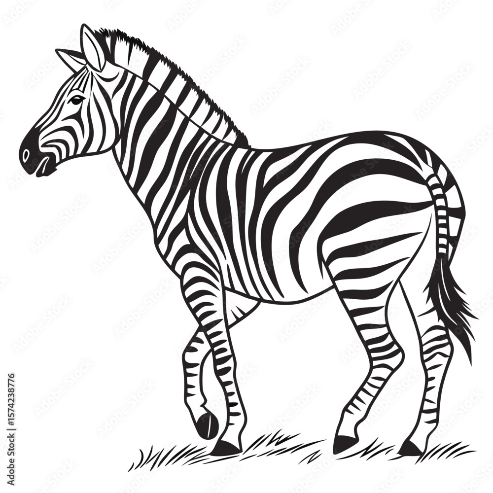 Obraz premium Zebra walking on grass animal wildlife
