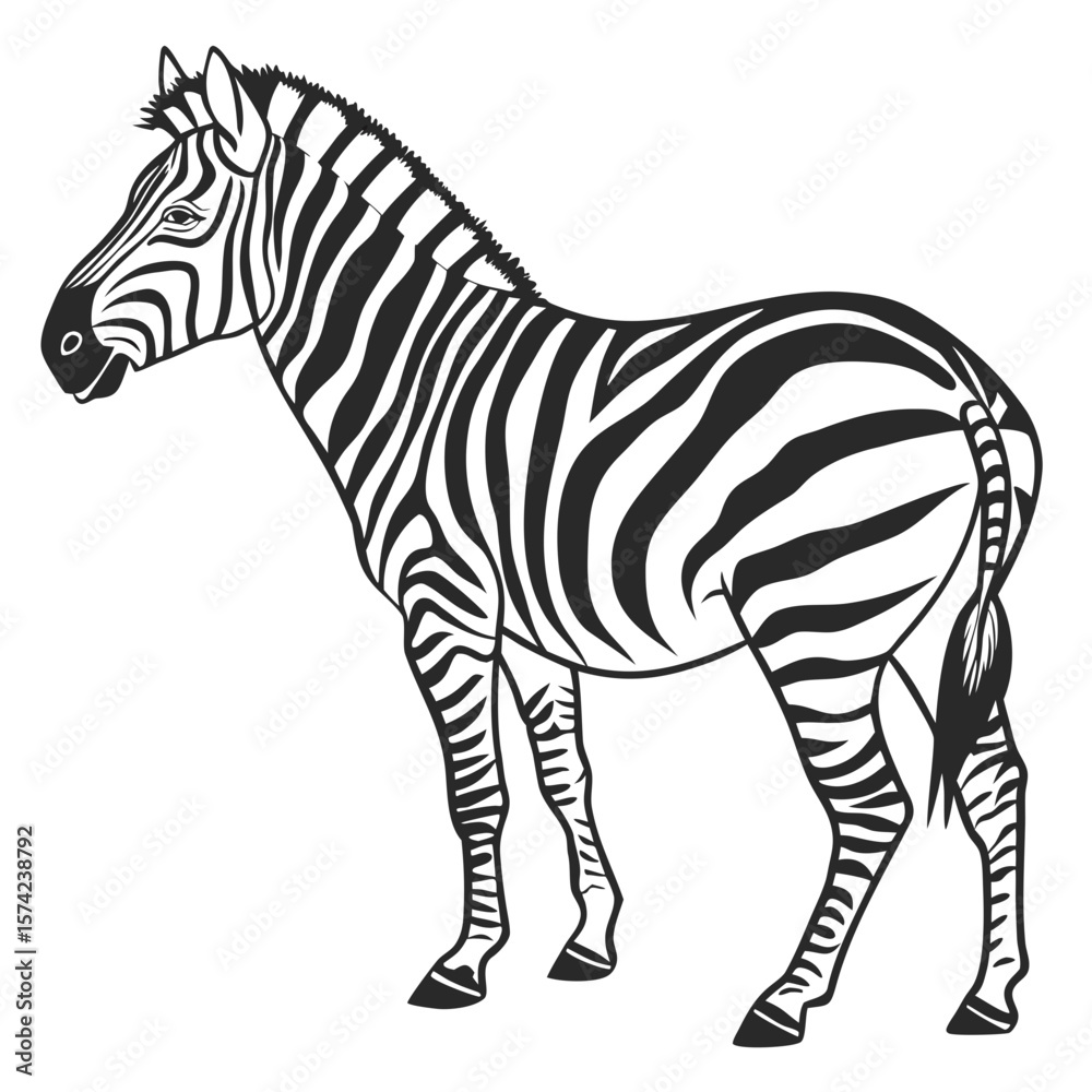 Fototapeta premium Black and white zebra standing animal wildlife