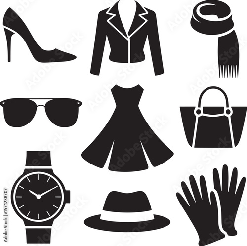 Elegant collection of fashion accessories and clothing items style elegance