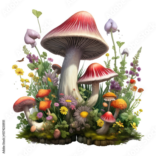 mushrooms in the grass