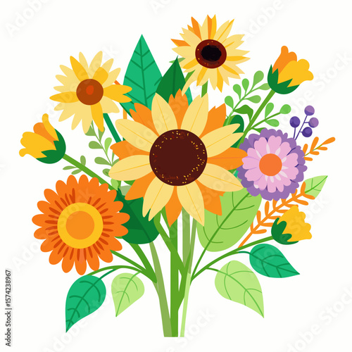 sunflowers on a white background