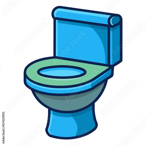 Blue toilet with light green seat bathroom plumbing