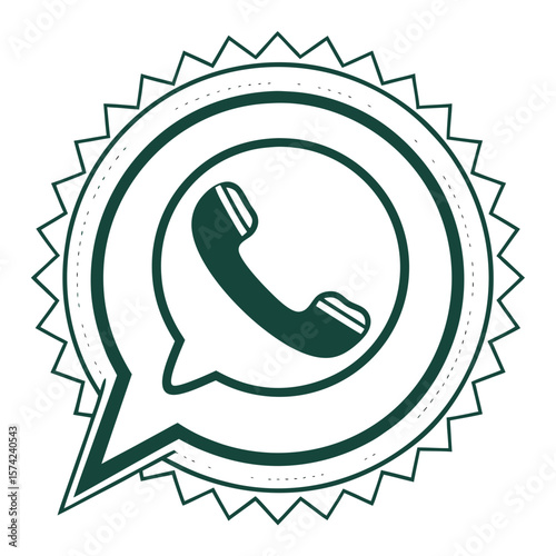 Dark green telephone inside circular badge whatsapp communication