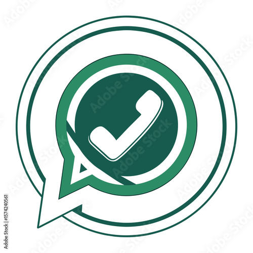 Green phone within circular badge whatsapp communication