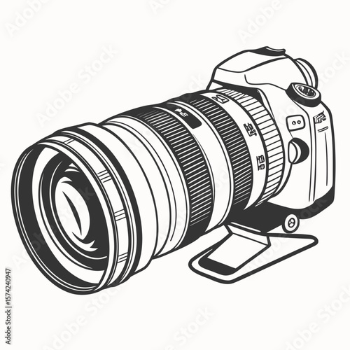 Professional camera with zoom lens photography digital